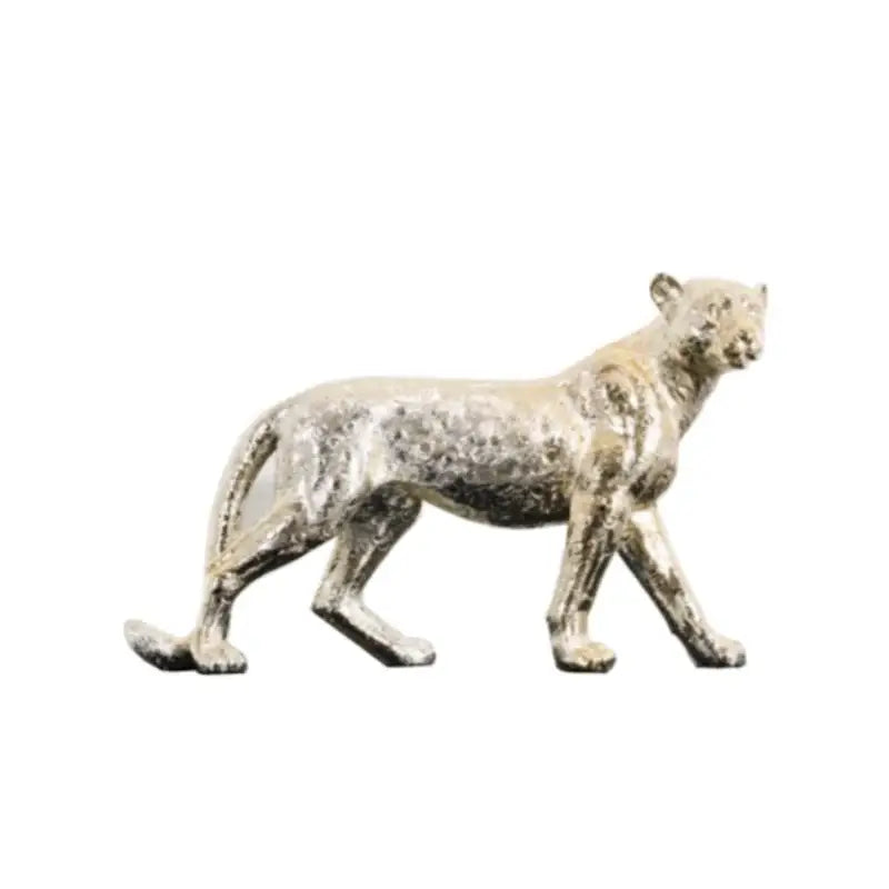 Metallic gold & silver leopard resin sculpture living room decor