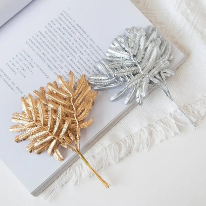 Metallic gold & silver palm leaves – living room decorative pins