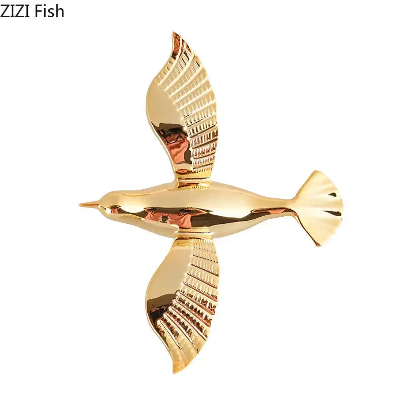 Metallic gold & silver pigeon wall ornaments living room dove statue