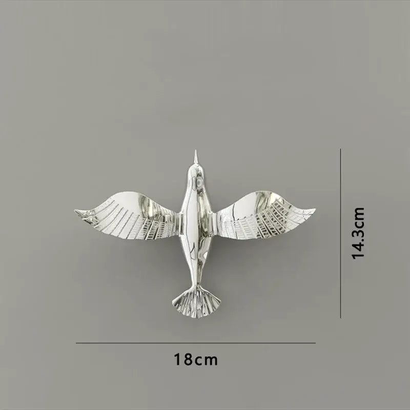 Metallic gold & silver pigeon wall ornaments living room dove statue