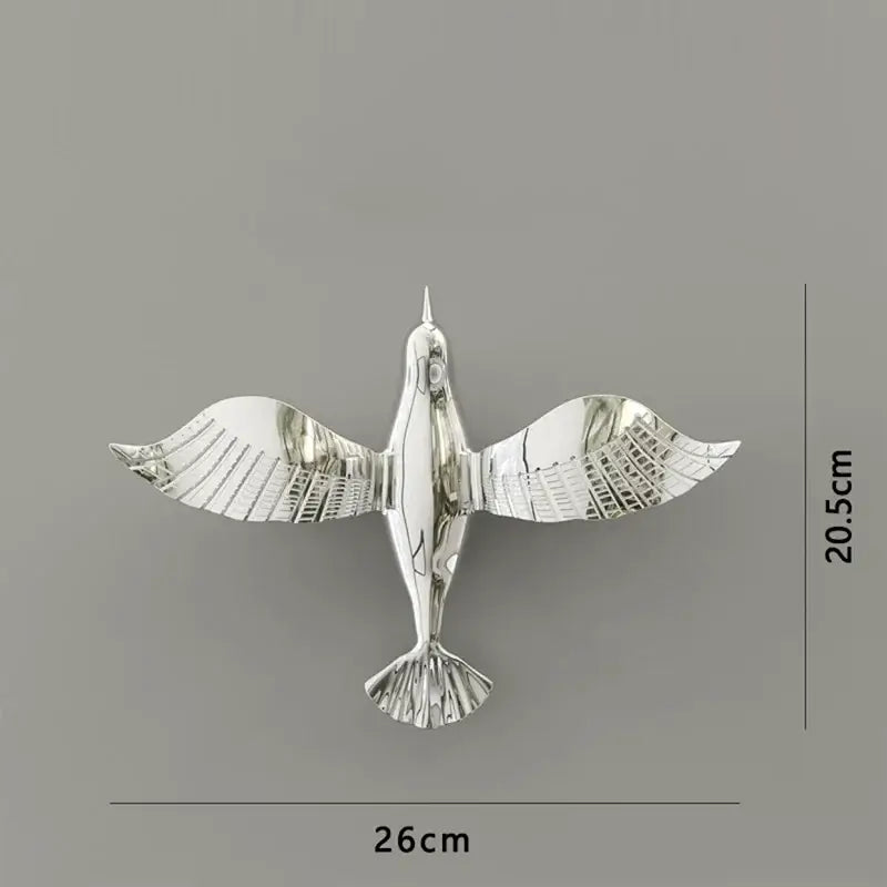 Metallic gold & silver pigeon wall ornaments living room dove statue
