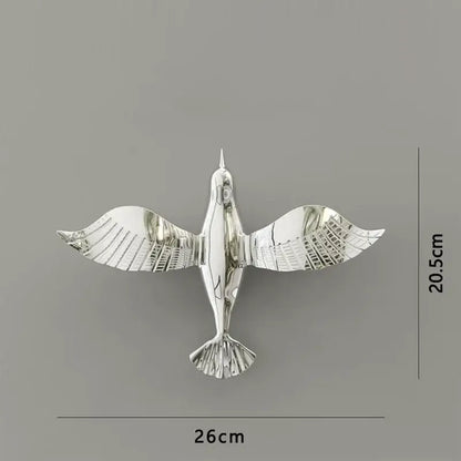 Metallic gold & silver pigeon wall ornaments living room dove statue