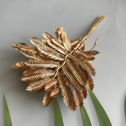 Metallic silver gold & white eucalyptus leaf bunch 6-pack living room