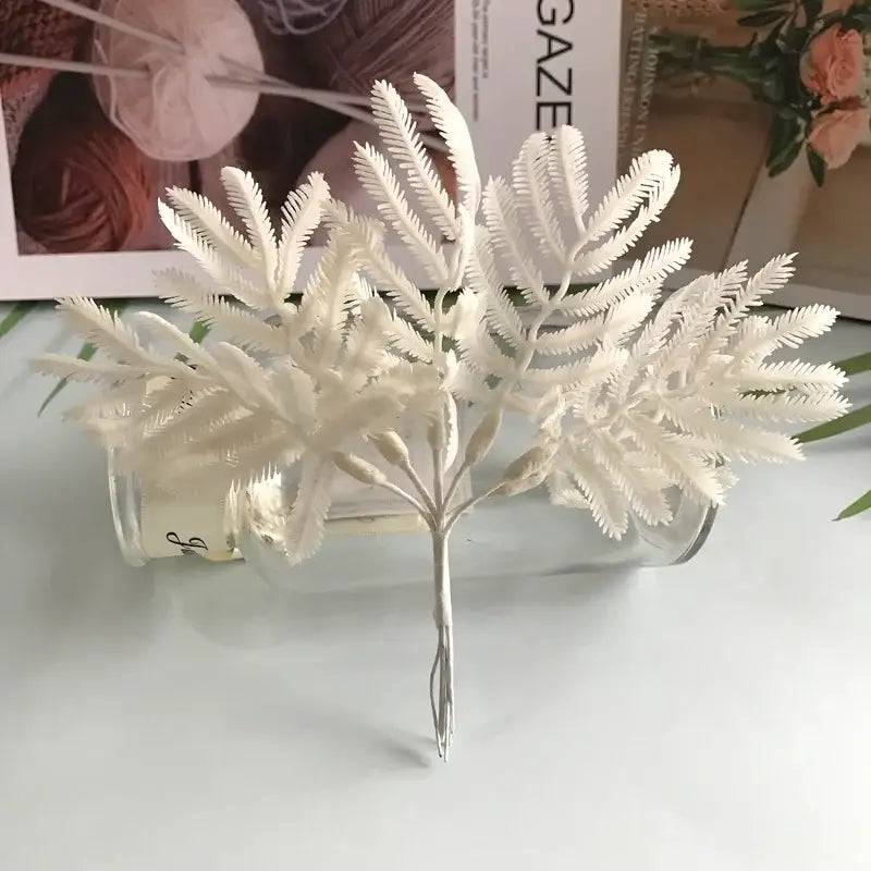 Metallic silver gold & white eucalyptus leaf bunch 6-pack living room