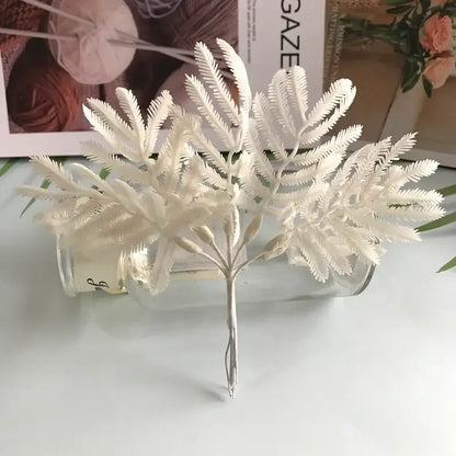 Metallic silver gold & white eucalyptus leaf bunch 6-pack living room