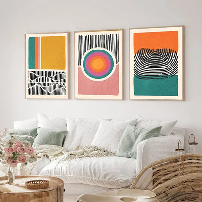 DecorBites™ Mid Century Abstract Color Block Wall Art Set