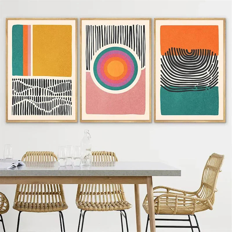 DecorBites™ Mid Century Abstract Color Block Wall Art Set