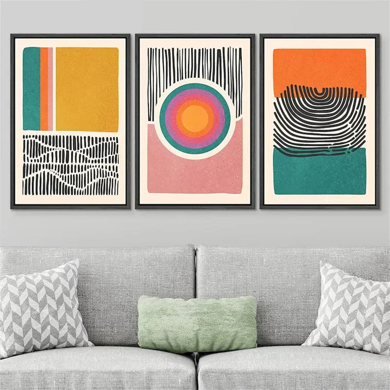 DecorBites™ Mid Century Abstract Color Block Wall Art Set