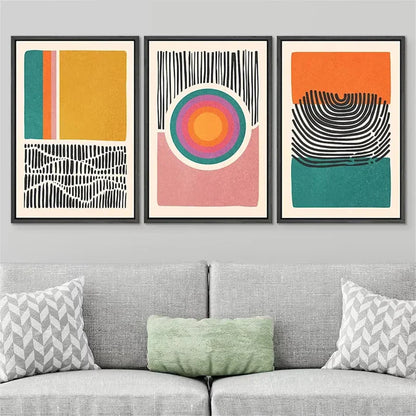 DecorBites™ Mid Century Abstract Color Block Wall Art Set
