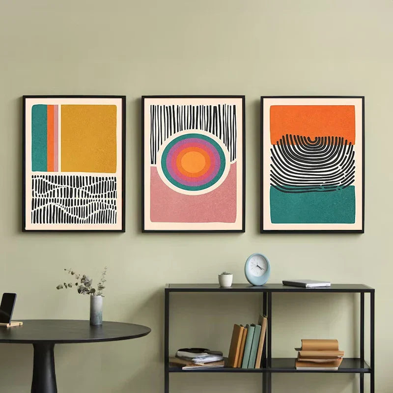 DecorBites™ Mid Century Abstract Color Block Wall Art Set