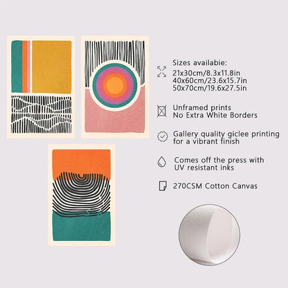 DecorBites™ Mid Century Abstract Color Block Wall Art Set