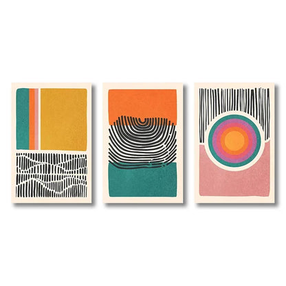 DecorBites™ Mid Century Abstract Color Block Wall Art Set