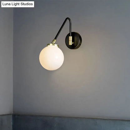 Mid century black & brass opal glass sconce bedroom e26 e27 light