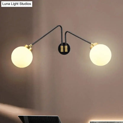 Mid century black & brass opal glass sconce bedroom e26 e27 light