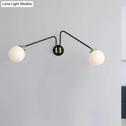 Mid century black & brass opal glass sconce bedroom e26 e27 light