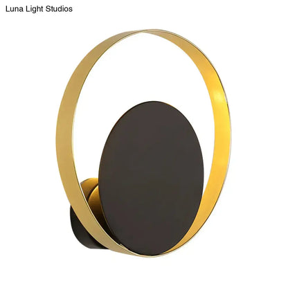 Mid century black & gold circle sconce – bedroom wall light