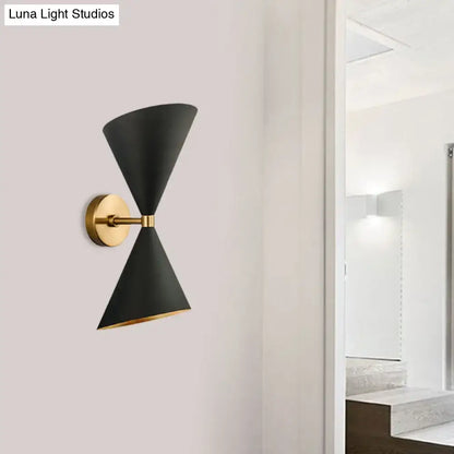 Mid-century black & gold metal wall lamp living room sconce