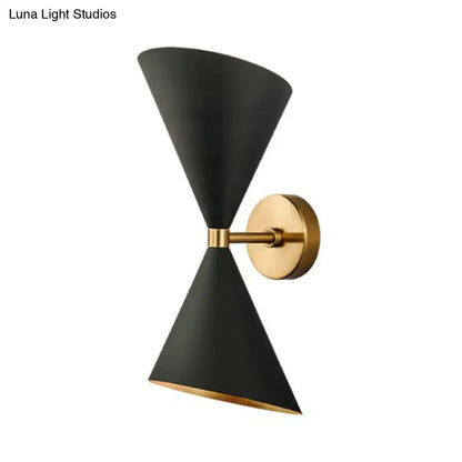 Mid-century black & gold metal wall lamp living room sconce