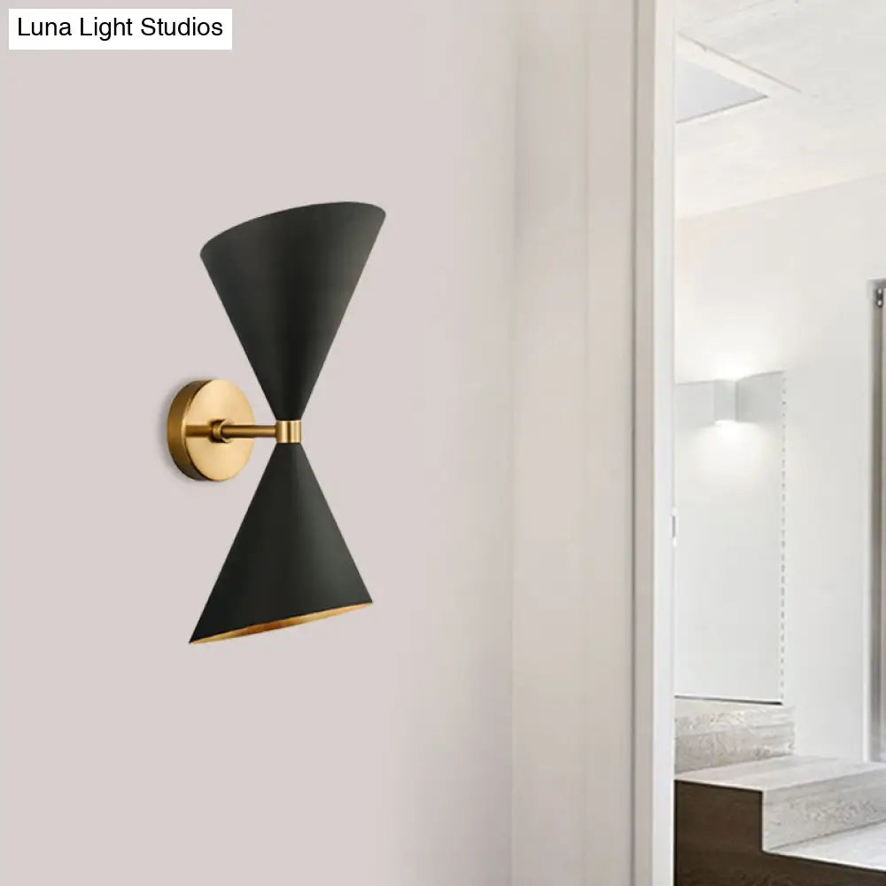 DecorBites™ Mid-Century Black-Gold Metal Wall Lamp with Deformed Cocktail Shaker Sconce Light - 2 Bulbs