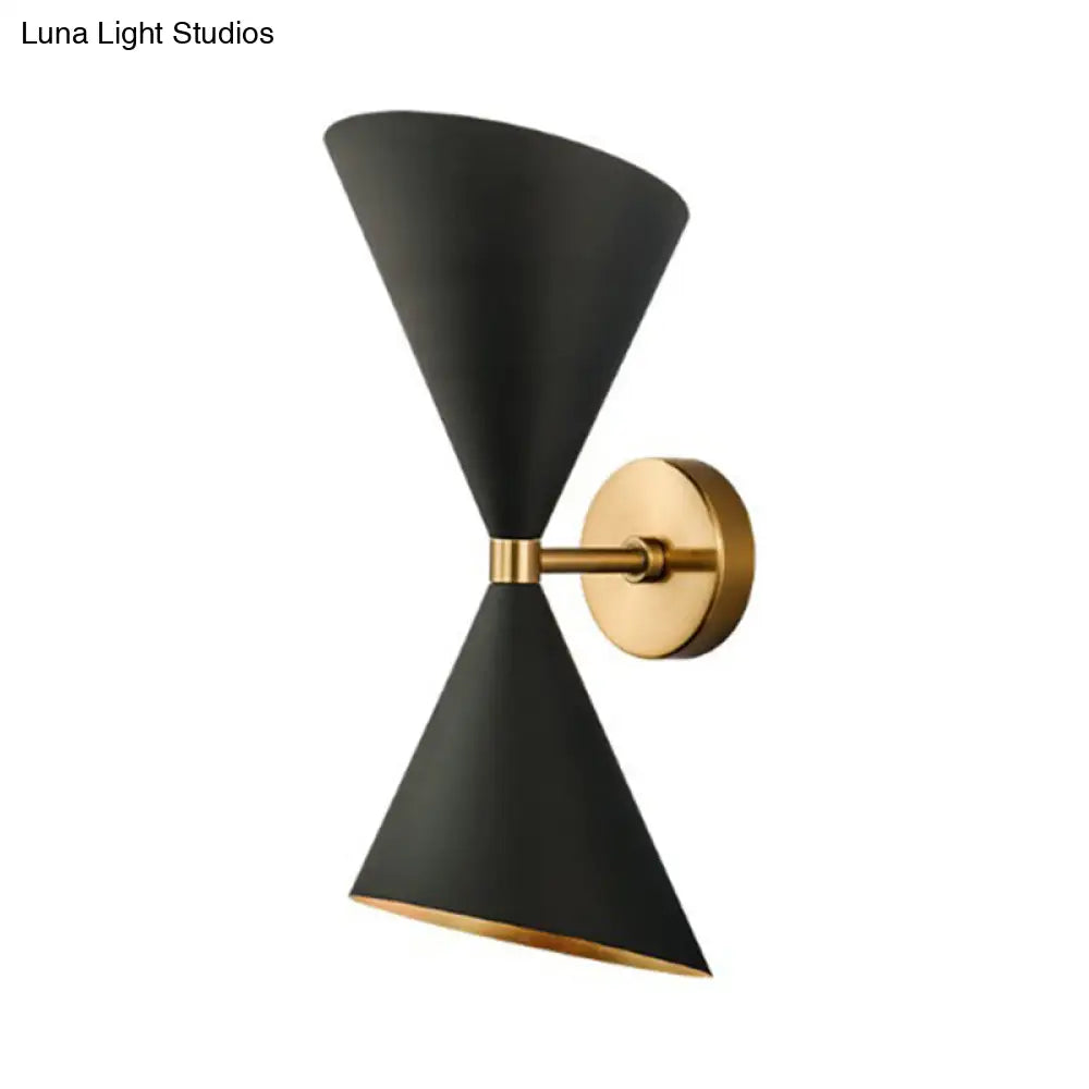 DecorBites™ Mid-Century Black-Gold Metal Wall Lamp with Deformed Cocktail Shaker Sconce Light - 2 Bulbs