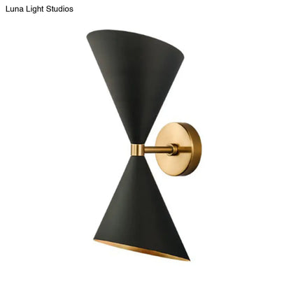 DecorBites™ Mid-Century Black-Gold Metal Wall Lamp with Deformed Cocktail Shaker Sconce Light - 2 Bulbs