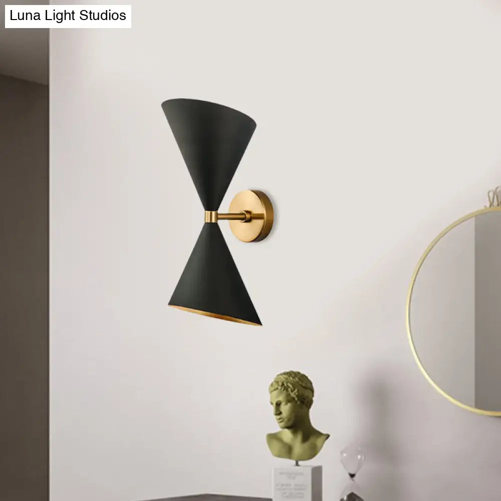 DecorBites™ Mid-Century Black-Gold Metal Wall Lamp with Deformed Cocktail Shaker Sconce Light - 2 Bulbs