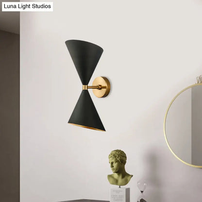 DecorBites™ Mid-Century Black-Gold Metal Wall Lamp with Deformed Cocktail Shaker Sconce Light - 2 Bulbs