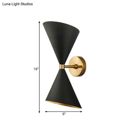 DecorBites™ Mid-Century Black-Gold Metal Wall Lamp with Deformed Cocktail Shaker Sconce Light - 2 Bulbs