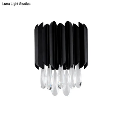 Mid century black metal crystal wall sconce bedroom e12 light bulb