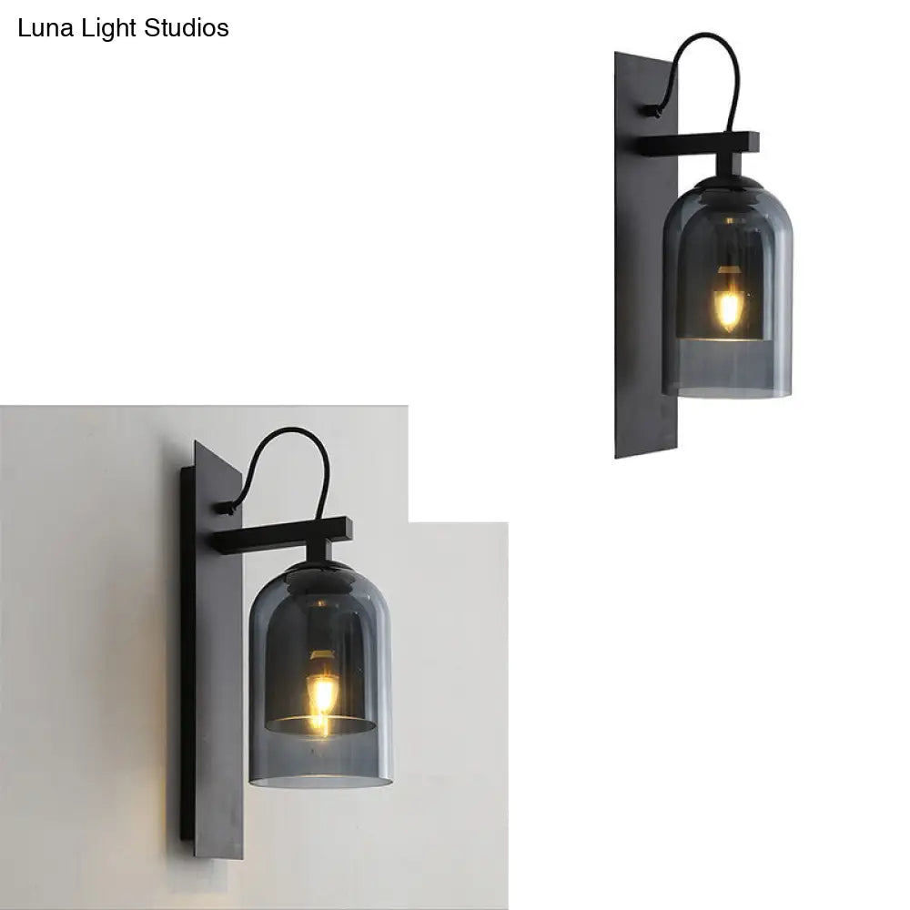 DecorBites™ Mid-Century Black Wall Sconce with Dual Dome Glass Shade for Living Room, 1 Bulb Fixture