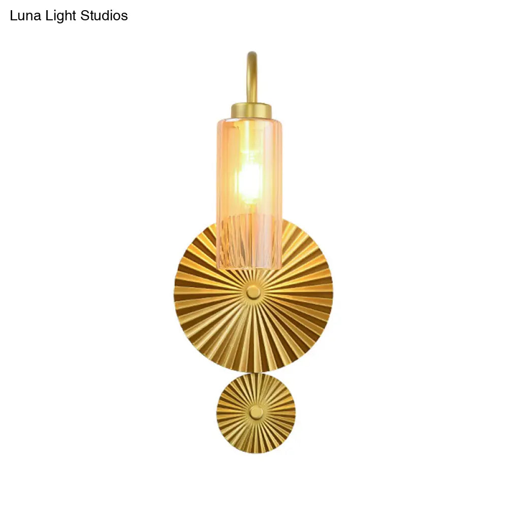 DecorBites™ Mid Century Brass Gooseneck Wall Lamp with Glass Shade - Iron Sconce Lighting