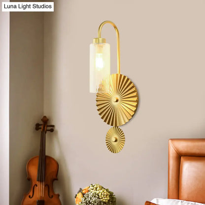 DecorBites™ Mid Century Brass Gooseneck Wall Lamp with Glass Shade - Iron Sconce Lighting