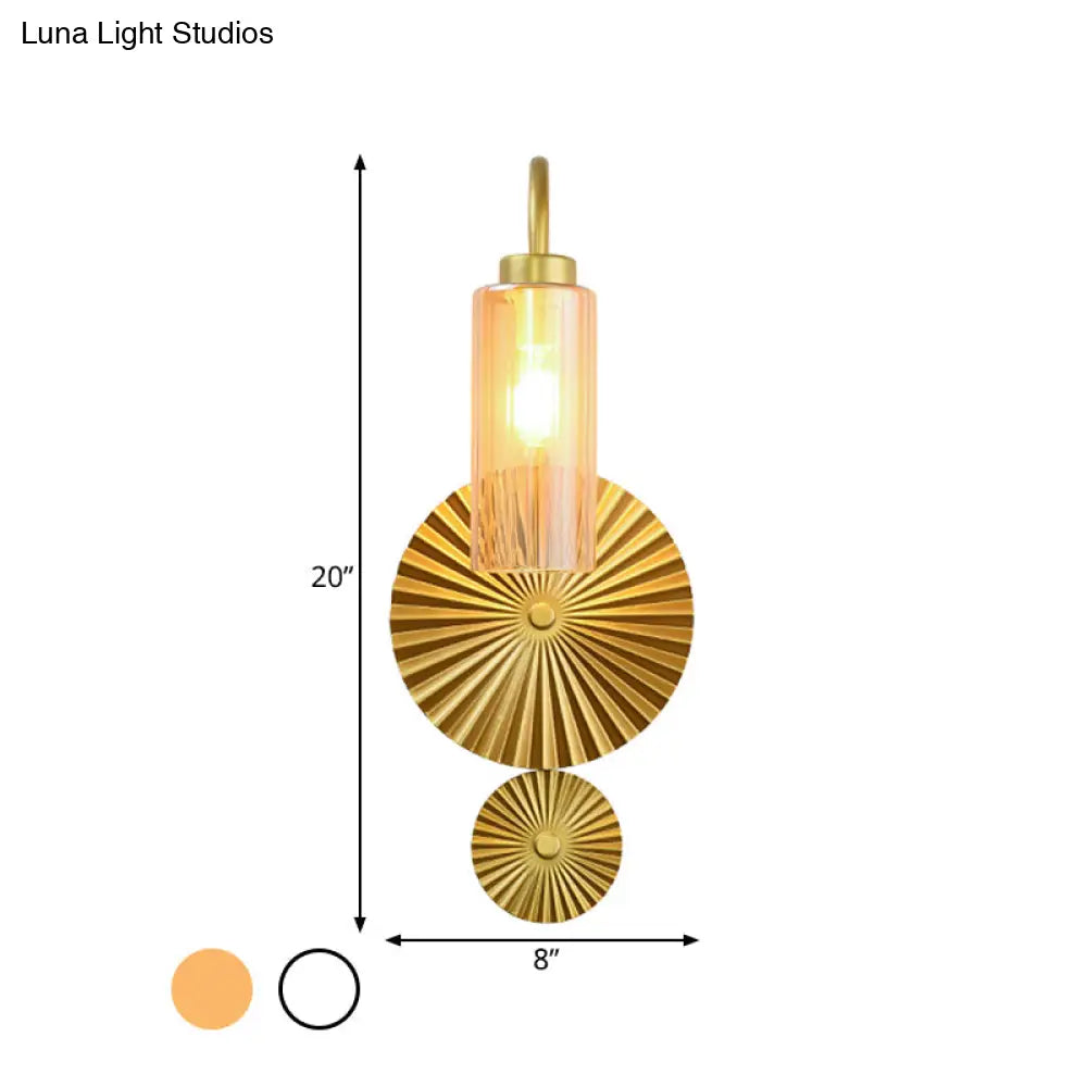 DecorBites™ Mid Century Brass Gooseneck Wall Lamp with Glass Shade - Iron Sconce Lighting