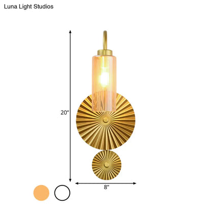 DecorBites™ Mid Century Brass Gooseneck Wall Lamp with Glass Shade - Iron Sconce Lighting