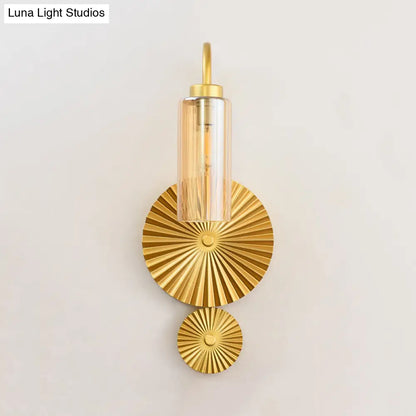 DecorBites™ Mid Century Brass Gooseneck Wall Lamp with Glass Shade - Iron Sconce Lighting