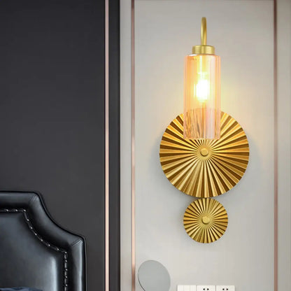 DecorBites™ Mid Century Brass Gooseneck Wall Lamp with Glass Shade - Iron Sconce Lighting