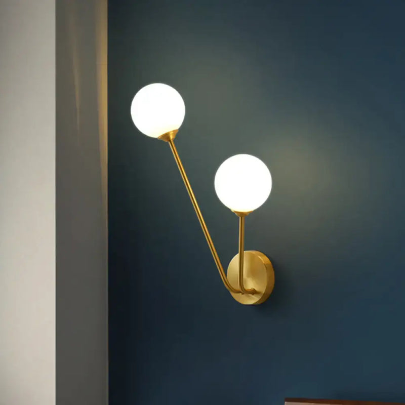 Mid century brass opaline glass wall light – living room sconce