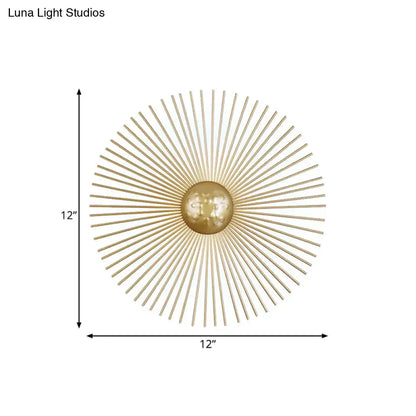 Mid century brass sunburst sconce light living room wall fixture