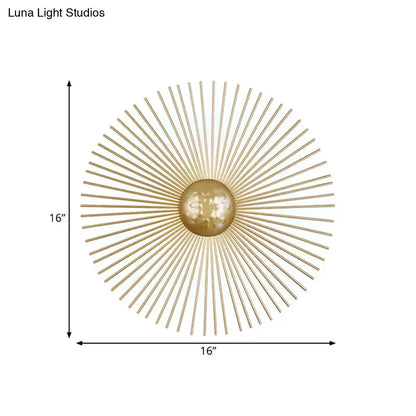 Mid century brass sunburst sconce light living room wall fixture