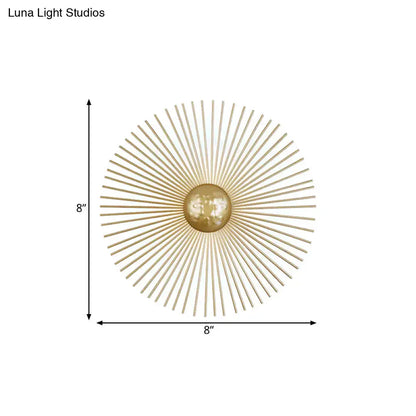Mid century brass sunburst sconce light living room wall fixture