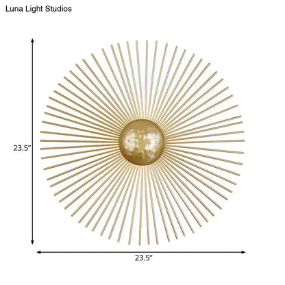 Mid century brass sunburst sconce light living room wall fixture