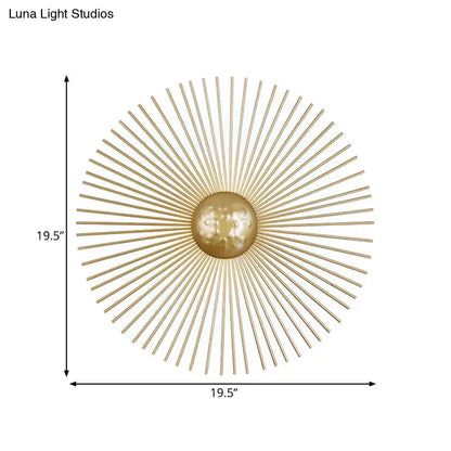 Mid century brass sunburst sconce light living room wall fixture