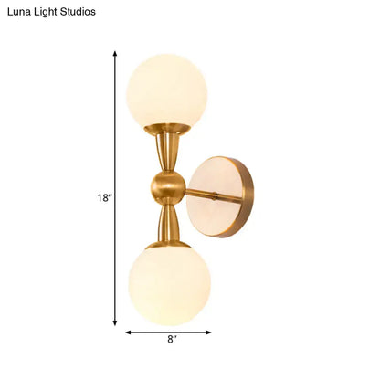 Mid century brass wall mount light – bedroom opal glass sconce