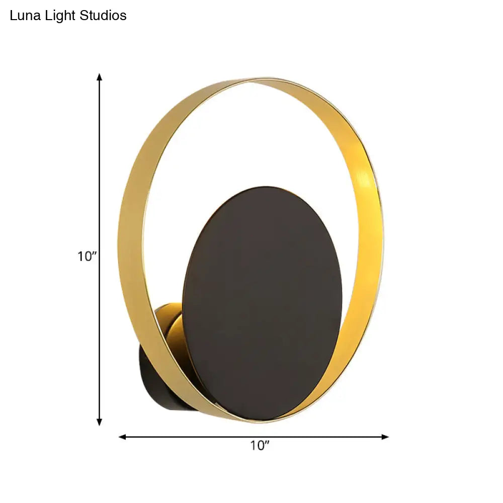 DecorBites™ Mid Century Circle Sconce Light: Hotel Wall Mount in Black-Gold