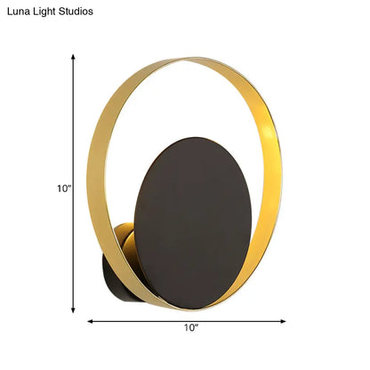 DecorBites™ Mid Century Circle Sconce Light: Hotel Wall Mount in Black-Gold