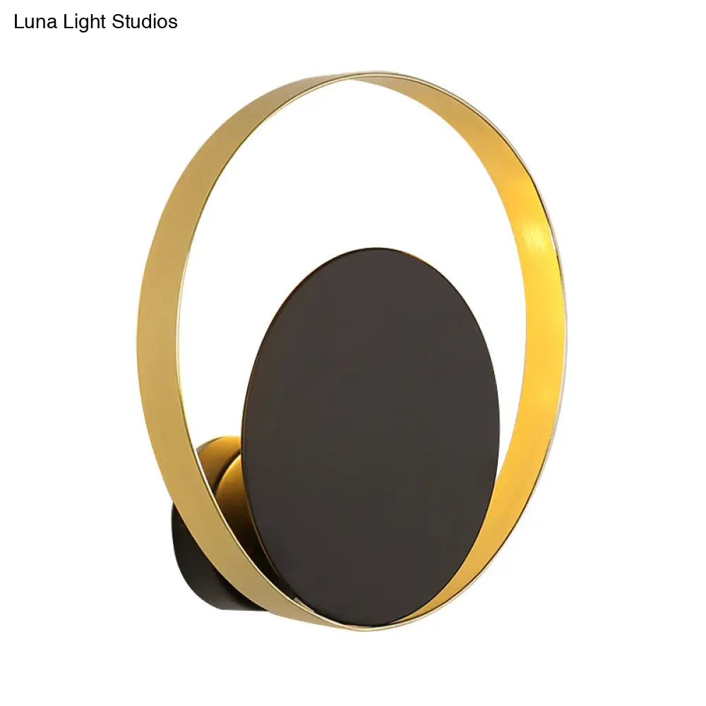 DecorBites™ Mid Century Circle Sconce Light: Hotel Wall Mount in Black-Gold