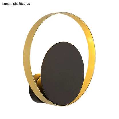 DecorBites™ Mid Century Circle Sconce Light: Hotel Wall Mount in Black-Gold