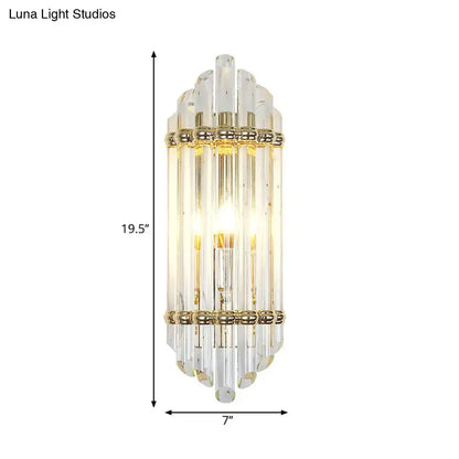 Mid century gold crystal pipe flush wall sconce for living room