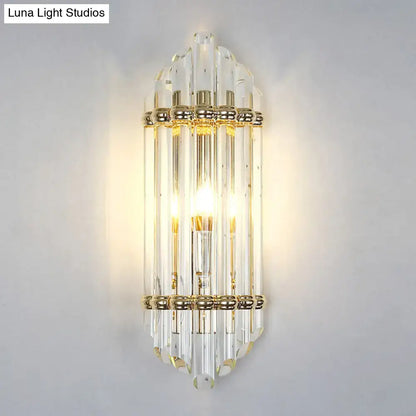 Mid century gold crystal pipe flush wall sconce for living room