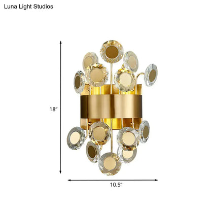 Mid century gold crystal wall light integrated led living room